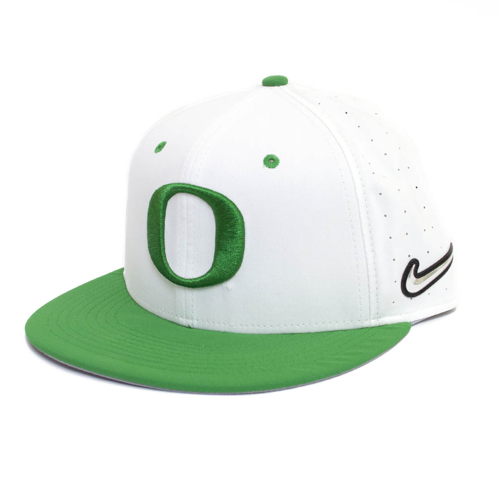 Classic Oregon O, Nike, White, Flatbill, Performance/Dri-FIT, Accessories, Men, Baseball, Sized, Hat, 379673